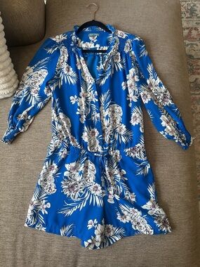 Bright Blue Floral One-Piece Romper
